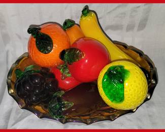 Vibrantly Colored Murano Style Glass Fruit