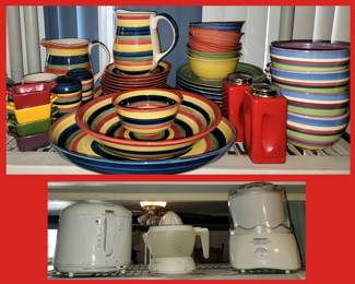 Lots of Great Kitchen Items and Colorful Dishes