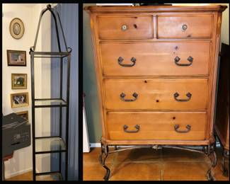 Very Nice Chest of Drawers Has Matching Dresser and Mirror and Tall Display Stand