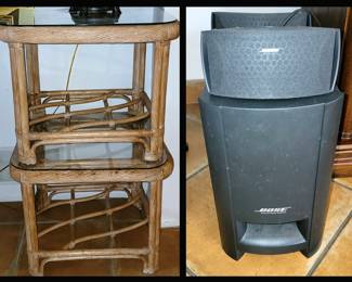 Rattan End Tables that Match with the Rattan Coffee Table and Bose Speakers; Set of 3