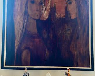 ALFREDO SANTOS 1927-
“Portrait of Two Women”
Signed lower right margin
Oil on board
46” square
