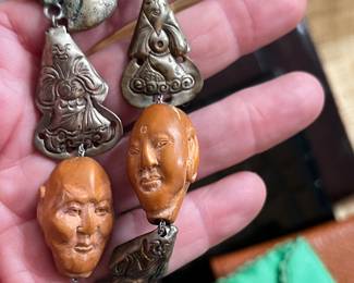 Vintage Lohan (Arhat) Carved fruit pit Mala prayer Beads Set