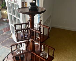 English Victorian Relief Carved Mahogany Tiered Shelf