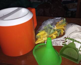 Vintage pitchers and kitchen 