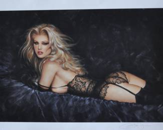 Playboy Playmate litho signed Olivia DeBarardinis