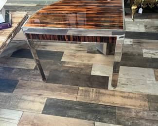 1970's Post Modern Steel and Exotic Wood side table by Leon Rosen for Pace -