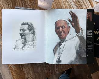 Fabian Perez - Calalog raisonne - with pic of the Pope Francis Original presented to the Pope.
