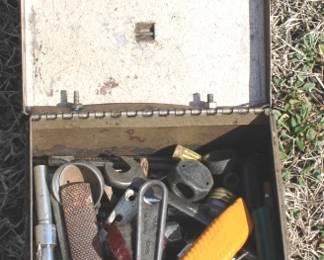 116 - Metal Box with Tools - 4" x 8" x 12"