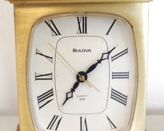 135 - Bulova Mantle Clock - 6" x 4" x 3" You are buying a used as-is electric/electronic item. We do not guarantee all components are present, and if it is not expressly stated, it is untested.