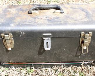 114 - Metal Toolbox w/ Contents - 10" x 20" x 10"