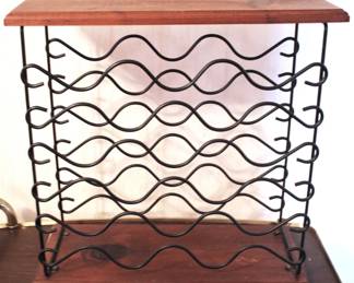 236 - Wood & Metal Wine Rack - 19" x 20" x 8"
