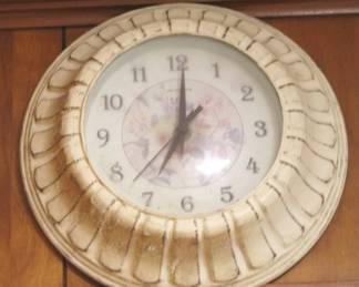 276 - Acurite 10" Wall Clock - Distressed White Metal 12" round