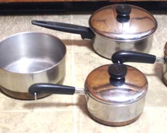 204 - Revere Ware 4 Piece Pot Set - 3 With Lids