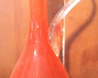 29 - Art Glass Pitcher (AS-IS - Cracked) - 19" Tall
