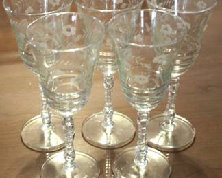 253 - Set of 5 Glasses - 8" Tall