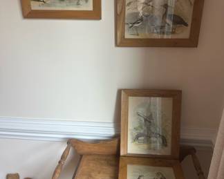 Set of 4 primitive bird art