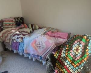 Vintage handmade quilts and crocheted blankets