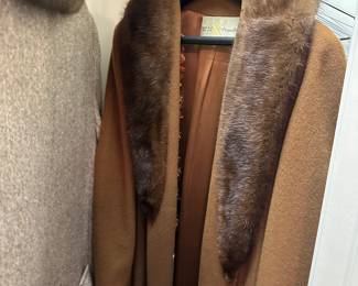 Cashmere full length coat with fur trim