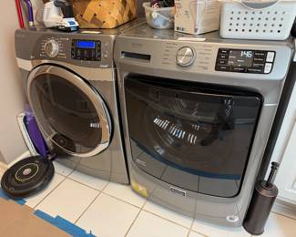 Front loader washer by Samsung and Maytag dryer 