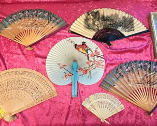 Women Vintage handheld fans.