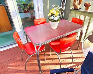 Vintage 1950's Chrome Dining Table/4 Chairs.