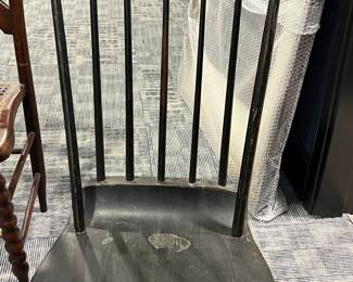 Antique black child rocker With stencil detail