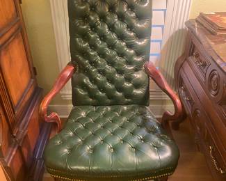 Leather tufted chair