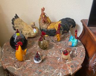 Various glass roosters and resin roosters