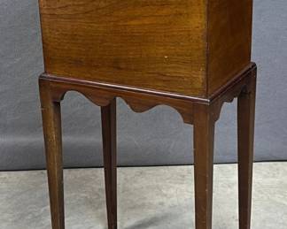 Early walnut bottle case on custom stand