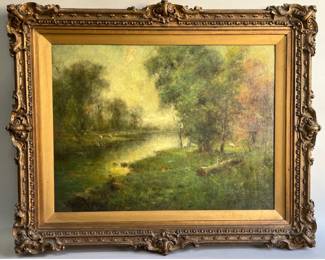 Oil on canvas of woodland landscape signed G Thompson Prichard (American, 1878-1962)