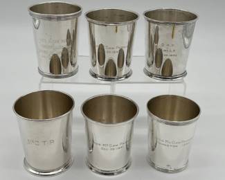 Sterling silver julep cups, engraved