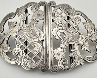 Sterling silver Victorian belt buckle