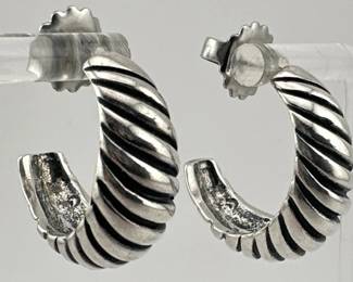 Sterling silver cable hoops are marked 925