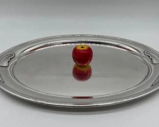 Alvin sterling silver oval platter has inset handles; not monogrammed nor engraved