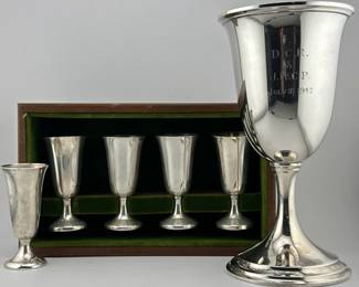 Sterling cordials (not weighted) and single sterling goblet