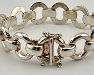 Italian sterling silver link bracelet is marked 925