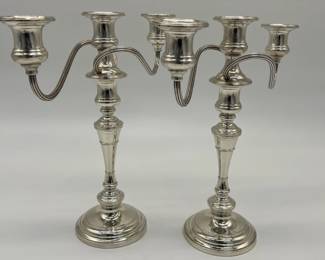 Pair of sterling three arm candelabras by Kirk