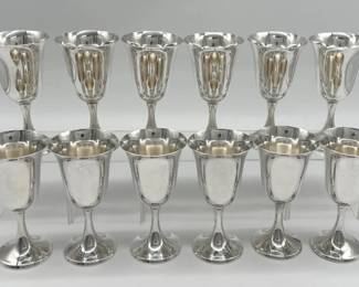 Set of 12 sterling wine goblets (NOT MONOGRAMMED)