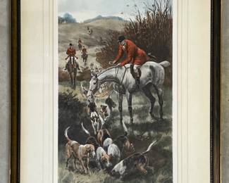 Pair of A.C. Havell "Gone Away" and "Run to Earth" colored lithograph hunt scenes