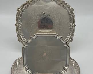 Grouping of three nice quality silver plated trays