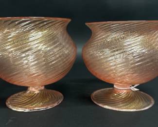 Pair of rare Seguso Murano candlesticks