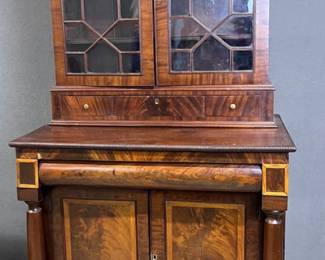 Mahogany small scale Federal bookcase on desk
