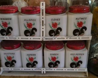 Milk glass spice set