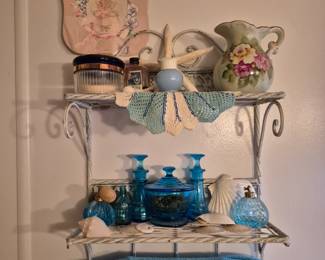 Collection of blue vanity items