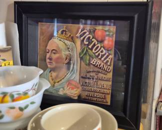 Framed fruit crate label