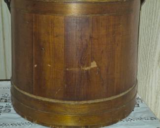 Antique Firkin wood handled bucket