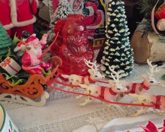 Vintage santa and reindeer