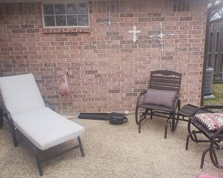 Outdoor Chaise Lounge / Outdoor Glider Chair Set  (SOLD) / Outdoor Metal Art