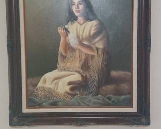 J Roman original oil painting of Native American Girl