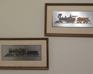 Vintage Locomotive Metal Etchings 